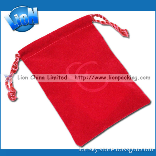 Featured Red Velvet Jewelry Pouch Bag with Logo (E-019)